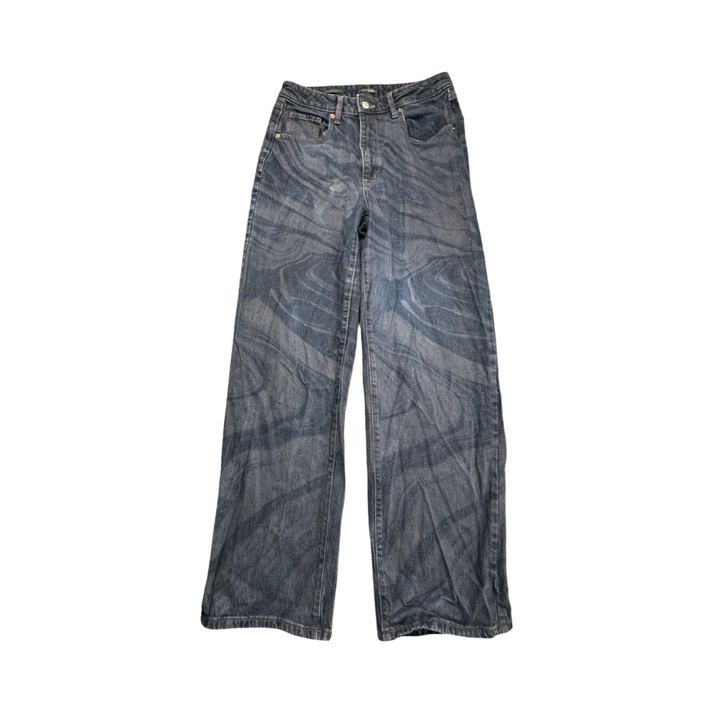 Wild Fable Baggy Jeans Womens 8 Blue Marble Print Highest Rise Wide Leg Swirl